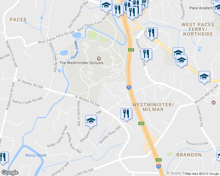 map of restaurants, bars, coffee shops, grocery stores, and more near 3071 Clarendale Drive Northwest in Atlanta