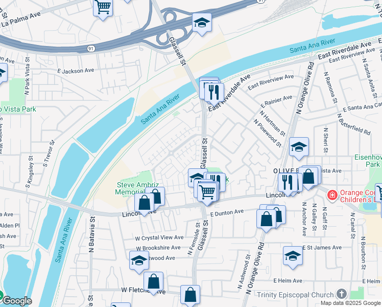 map of restaurants, bars, coffee shops, grocery stores, and more near 242 Sparkleberry Avenue in Orange