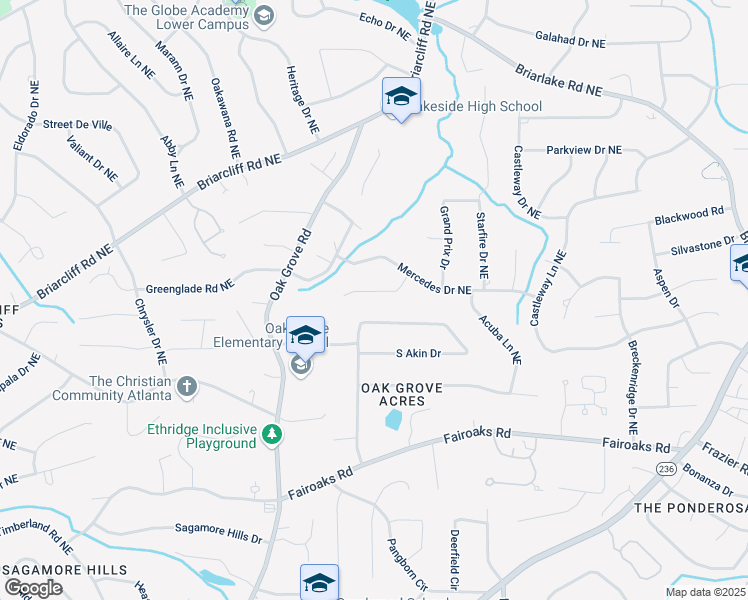 map of restaurants, bars, coffee shops, grocery stores, and more near 1907 Mercedes Court Northeast in Atlanta