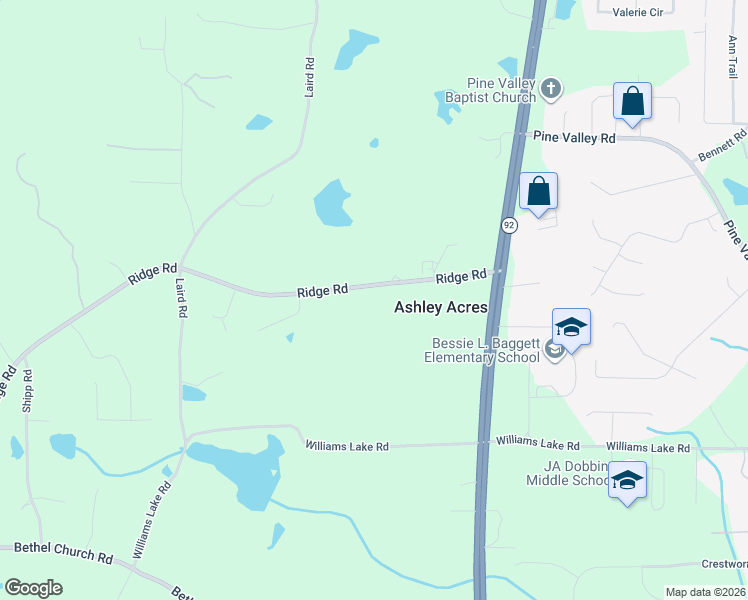 map of restaurants, bars, coffee shops, grocery stores, and more near 8176 Ridge Road in Hiram