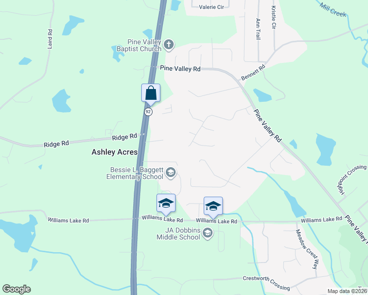 map of restaurants, bars, coffee shops, grocery stores, and more near 442 Carriage Lane in Powder Springs