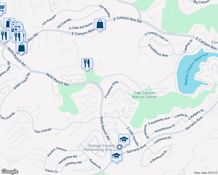 map of restaurants, bars, coffee shops, grocery stores, and more near in Anaheim