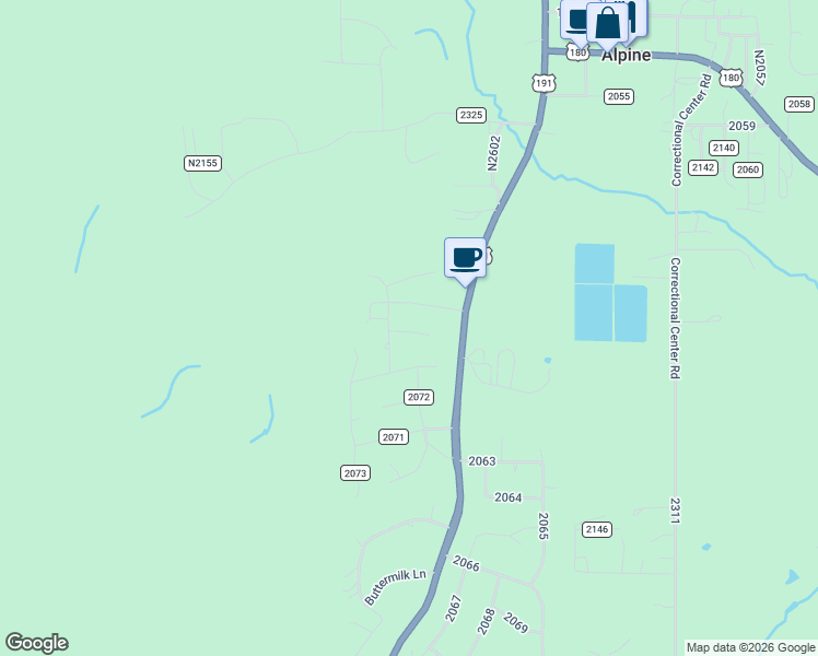 map of restaurants, bars, coffee shops, grocery stores, and more near Coronado Trail in Alpine