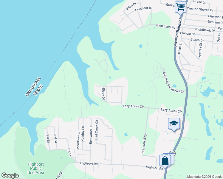 map of restaurants, bars, coffee shops, grocery stores, and more near 726 Lazy Acres Circle in Pottsboro