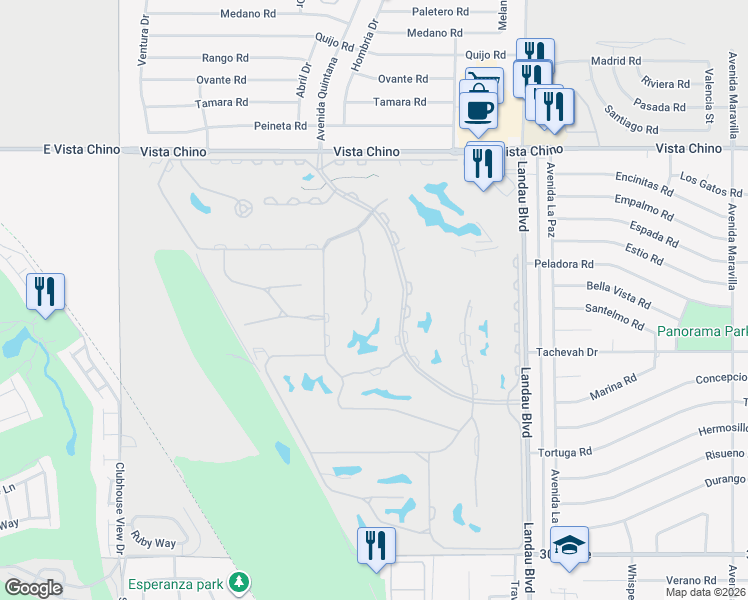 map of restaurants, bars, coffee shops, grocery stores, and more near 28700 Taos Court in Cathedral City