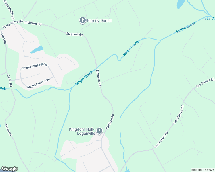 map of restaurants, bars, coffee shops, grocery stores, and more near 1660 Maple Ridge Drive in Loganville