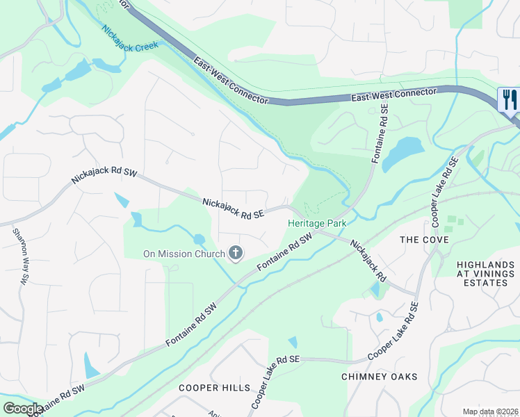map of restaurants, bars, coffee shops, grocery stores, and more near 168 Port Patrick Lane Southeast in Mableton