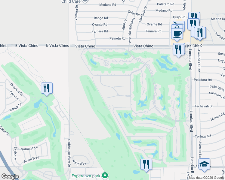map of restaurants, bars, coffee shops, grocery stores, and more near 67356 Zuni Court in Cathedral City