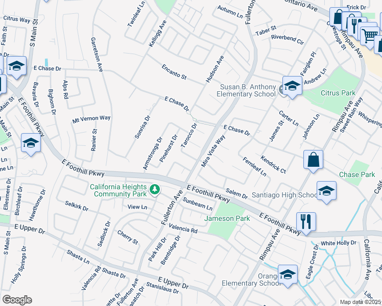 map of restaurants, bars, coffee shops, grocery stores, and more near 971 Trovita Drive in Corona