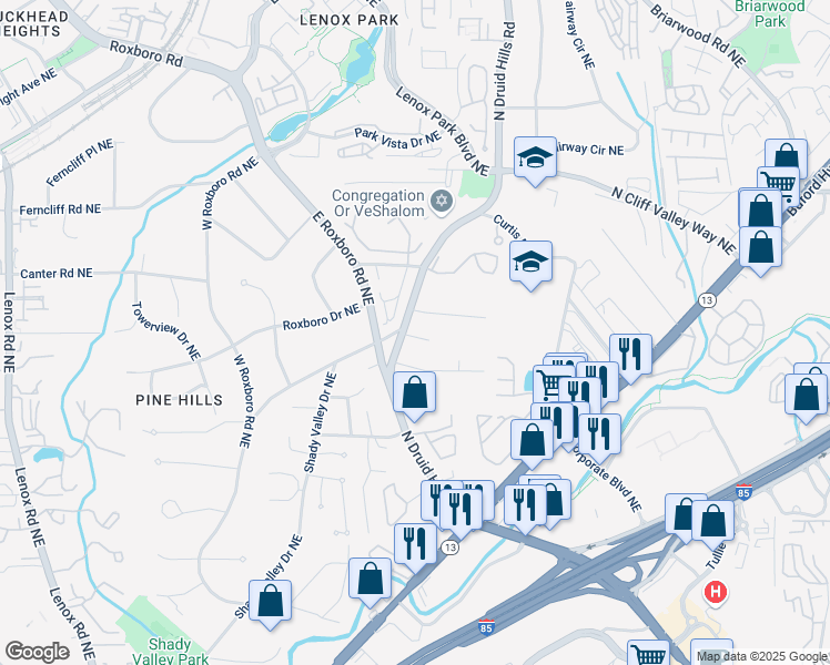 map of restaurants, bars, coffee shops, grocery stores, and more near 1140 Goodwin Place Northeast in Atlanta