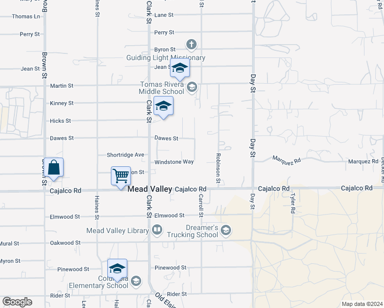 map of restaurants, bars, coffee shops, grocery stores, and more near 19339 Summerwind Trail in Perris