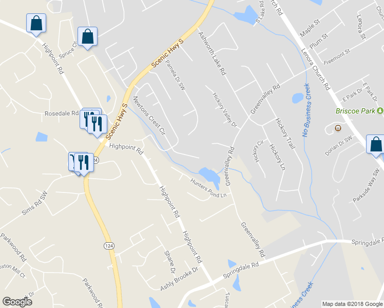 map of restaurants, bars, coffee shops, grocery stores, and more near 3472 Newtons Crest Circle in Snellville