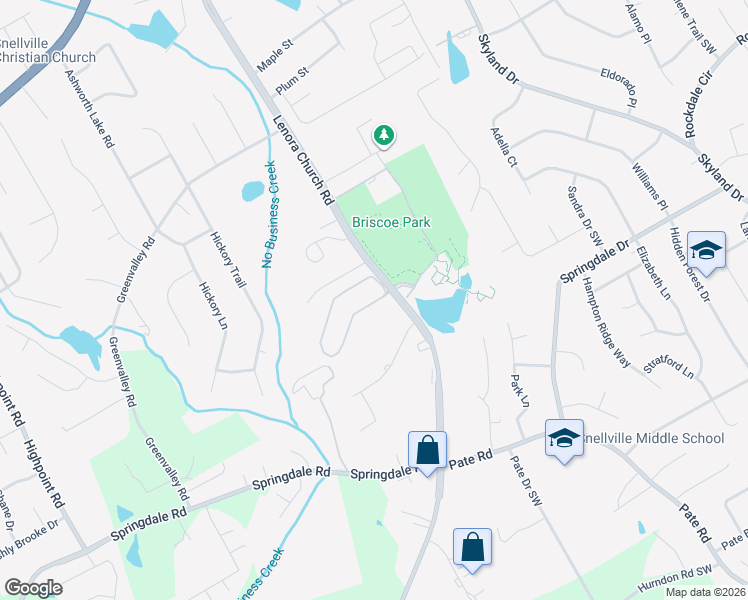 map of restaurants, bars, coffee shops, grocery stores, and more near 2040 Kings Gate Circle Southwest in Snellville