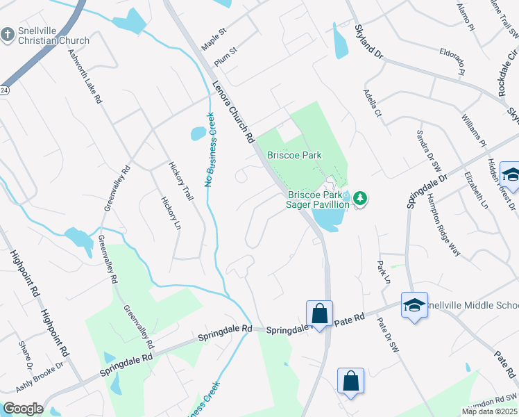 map of restaurants, bars, coffee shops, grocery stores, and more near 2260a Kings Gate Circle Southwest in Snellville