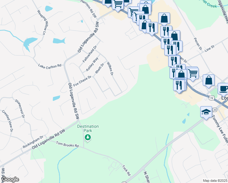 map of restaurants, bars, coffee shops, grocery stores, and more near 4304 Fiddlers Bend in Loganville