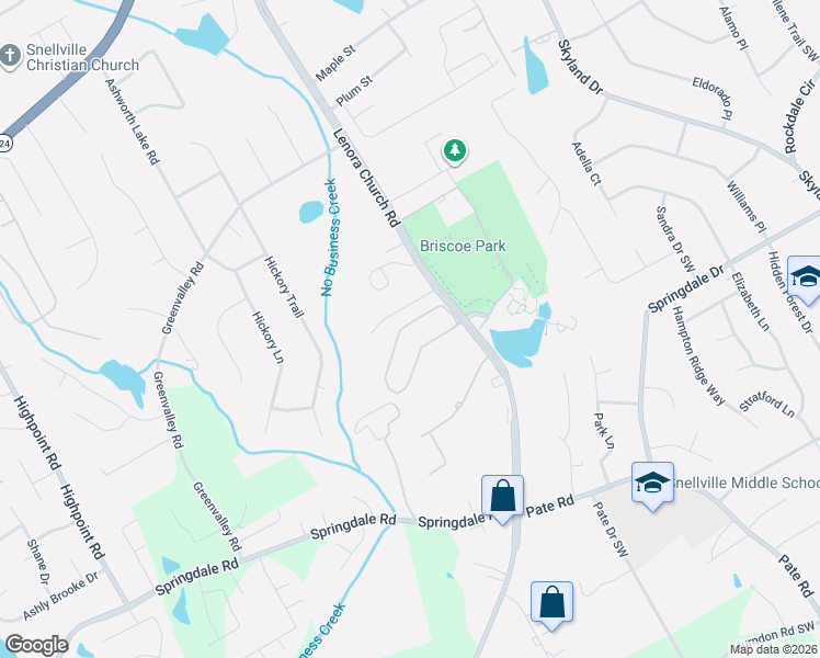 map of restaurants, bars, coffee shops, grocery stores, and more near 2260a Kings Gate Circle Southwest in Snellville
