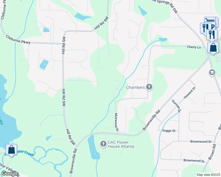 map of restaurants, bars, coffee shops, grocery stores, and more near 4917 Muirwood Drive in Powder Springs