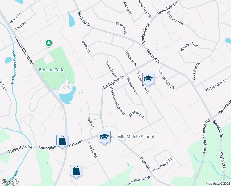 map of restaurants, bars, coffee shops, grocery stores, and more near 3030 Hampton Ridge Way in Snellville