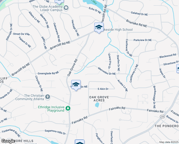 map of restaurants, bars, coffee shops, grocery stores, and more near 1892 Mercedes Court Northeast in Atlanta