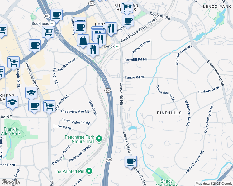 map of restaurants, bars, coffee shops, grocery stores, and more near in Atlanta