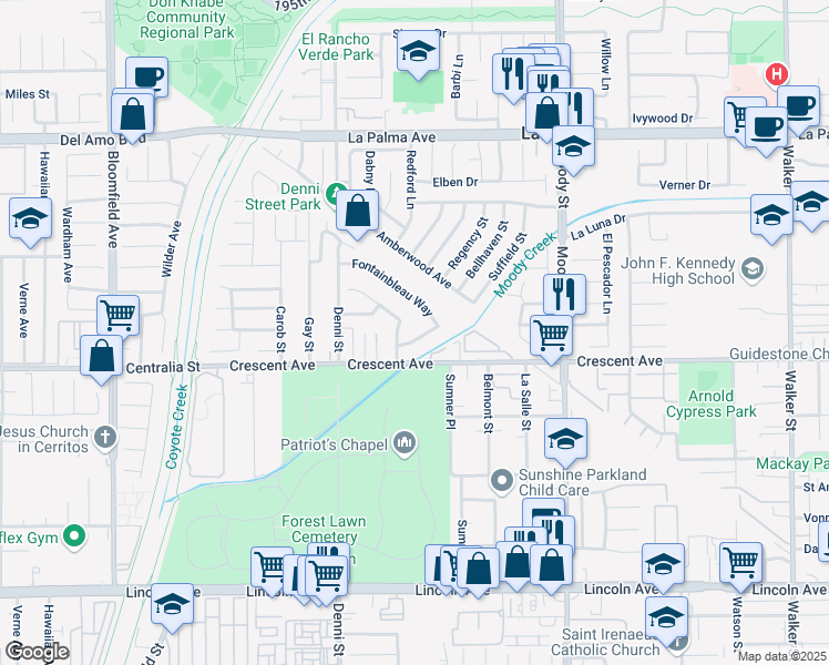 map of restaurants, bars, coffee shops, grocery stores, and more near 4671 Simone Way in Cypress