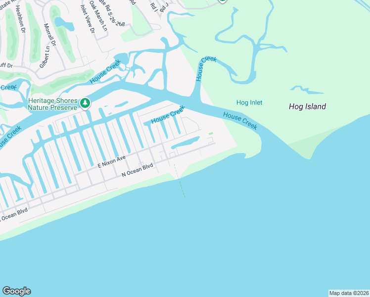 map of restaurants, bars, coffee shops, grocery stores, and more near 6105 North Ocean Boulevard in North Myrtle Beach