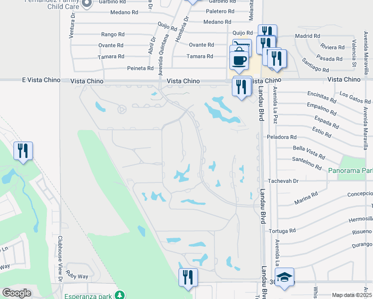 map of restaurants, bars, coffee shops, grocery stores, and more near 28600 Taos Court in Cathedral City