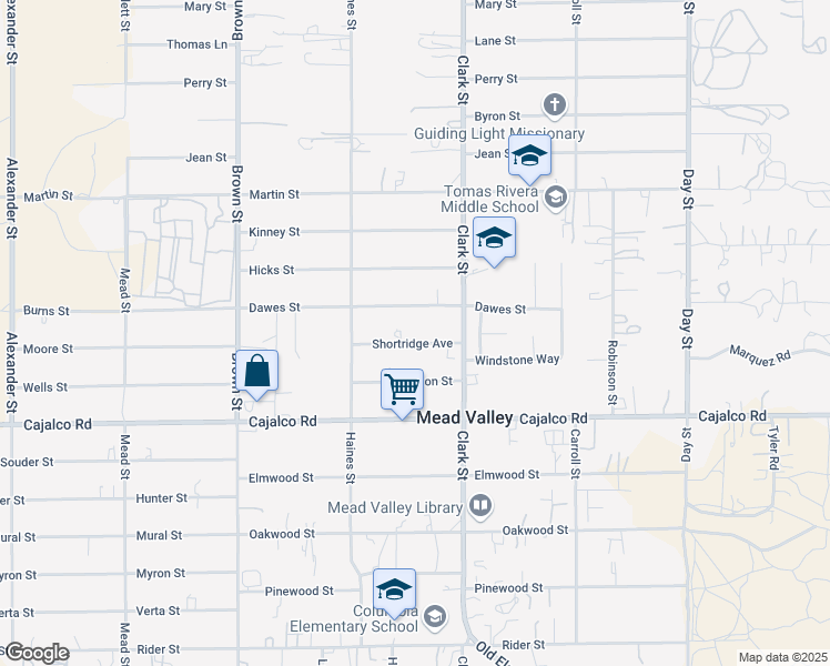 map of restaurants, bars, coffee shops, grocery stores, and more near 21402 Shortridge Avenue in Perris