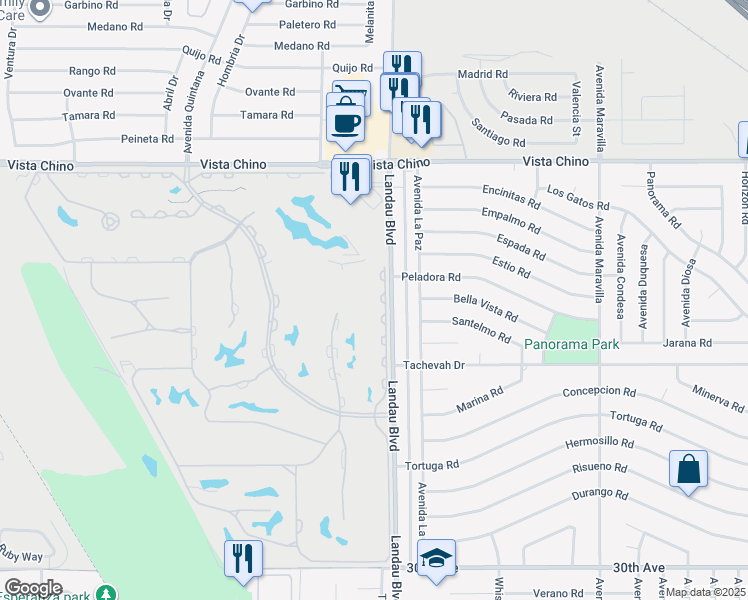 map of restaurants, bars, coffee shops, grocery stores, and more near 28773 East Portales Drive in Cathedral City