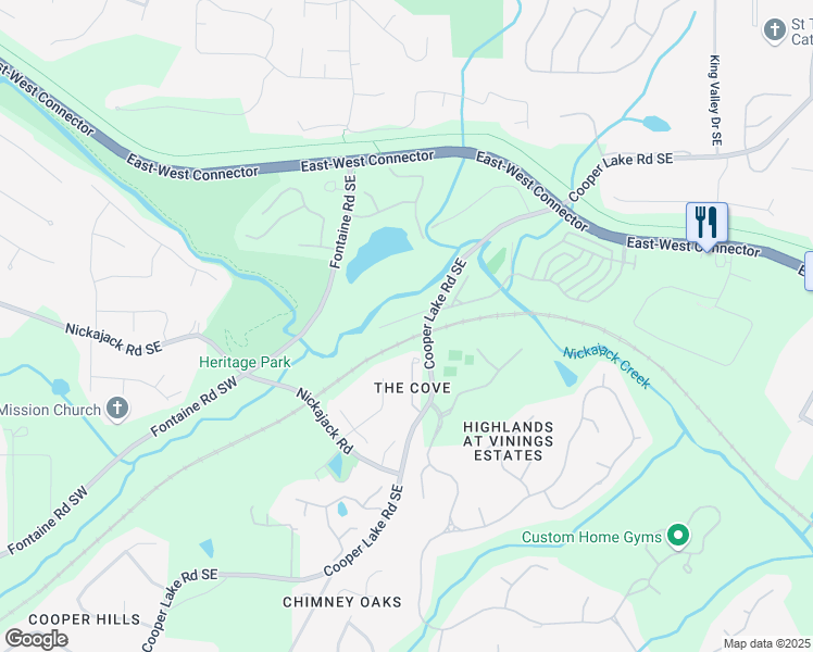 map of restaurants, bars, coffee shops, grocery stores, and more near 429 Nickajack Retreat Lane in Mableton