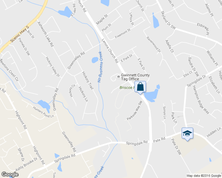 map of restaurants, bars, coffee shops, grocery stores, and more near 2624 Dorian Drive Southwest in Snellville