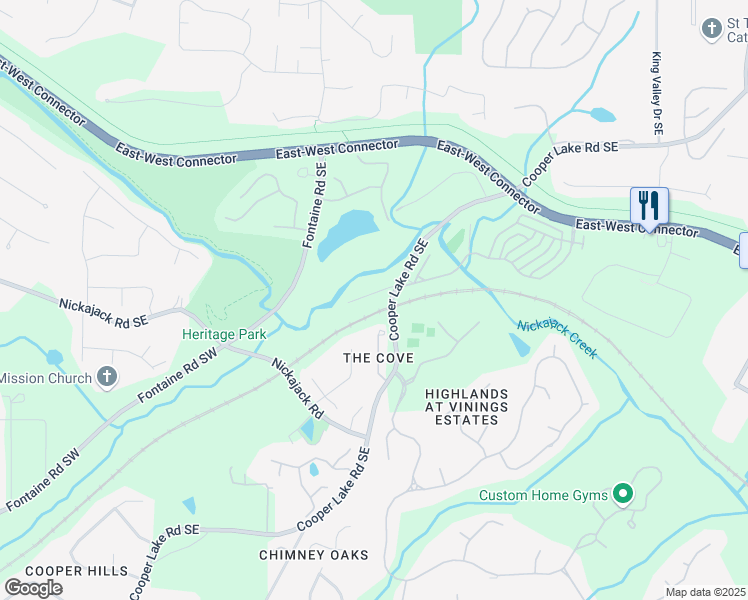 map of restaurants, bars, coffee shops, grocery stores, and more near 429 Nickajack Retreat Lane in Mableton