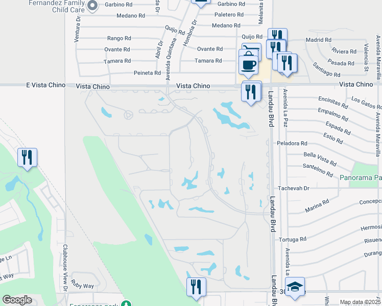 map of restaurants, bars, coffee shops, grocery stores, and more near 28656 Taos Court in Cathedral City