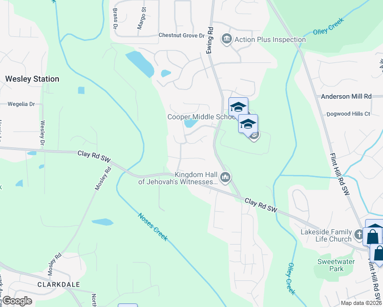 map of restaurants, bars, coffee shops, grocery stores, and more near 2790 Water Valley Road in Austell