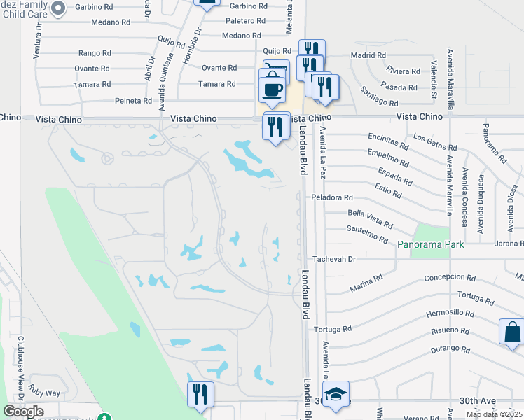 map of restaurants, bars, coffee shops, grocery stores, and more near 28705 Isleta Court in Cathedral City