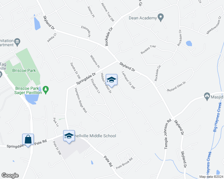 map of restaurants, bars, coffee shops, grocery stores, and more near 3086 Hidden Forest Drive in Snellville