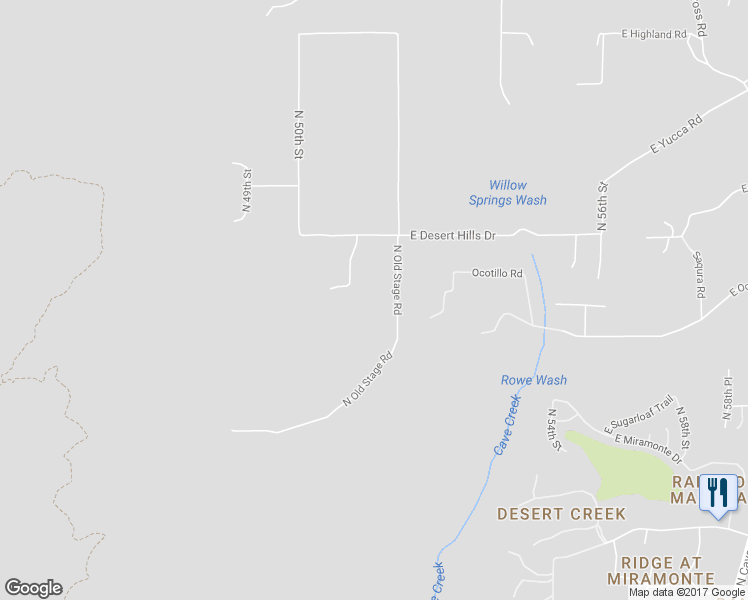 map of restaurants, bars, coffee shops, grocery stores, and more near 39050 North 52nd Street in Cave Creek