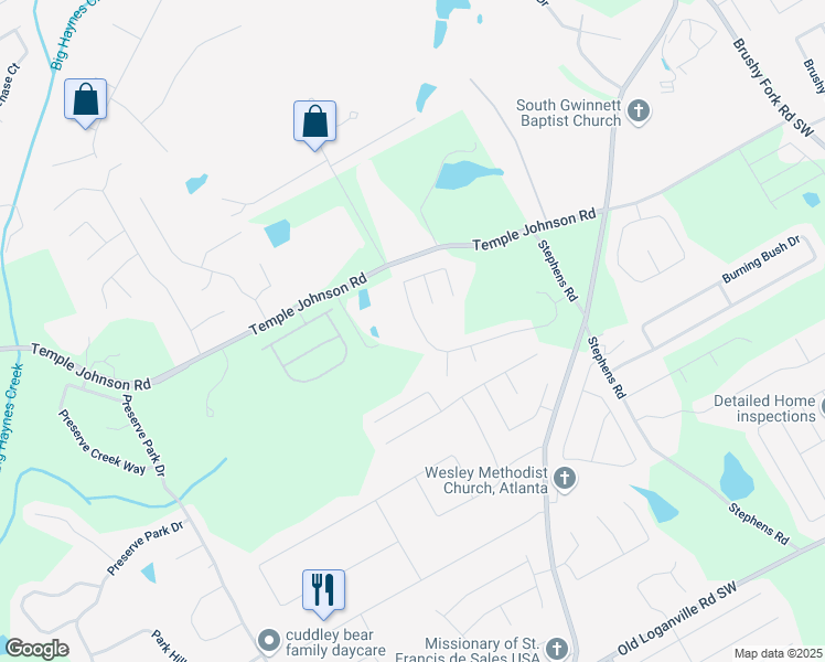 map of restaurants, bars, coffee shops, grocery stores, and more near 1524 Stephens Pond View in Loganville