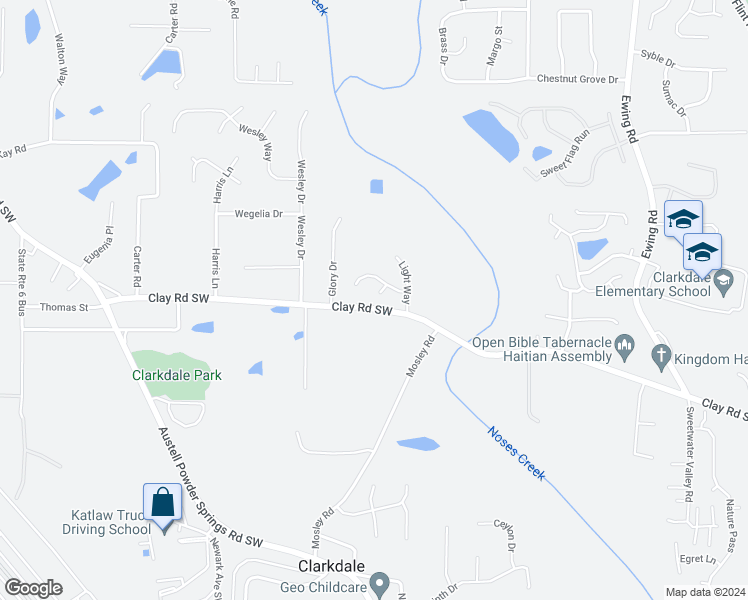 map of restaurants, bars, coffee shops, grocery stores, and more near 4505 Grandeur Circle in Austell