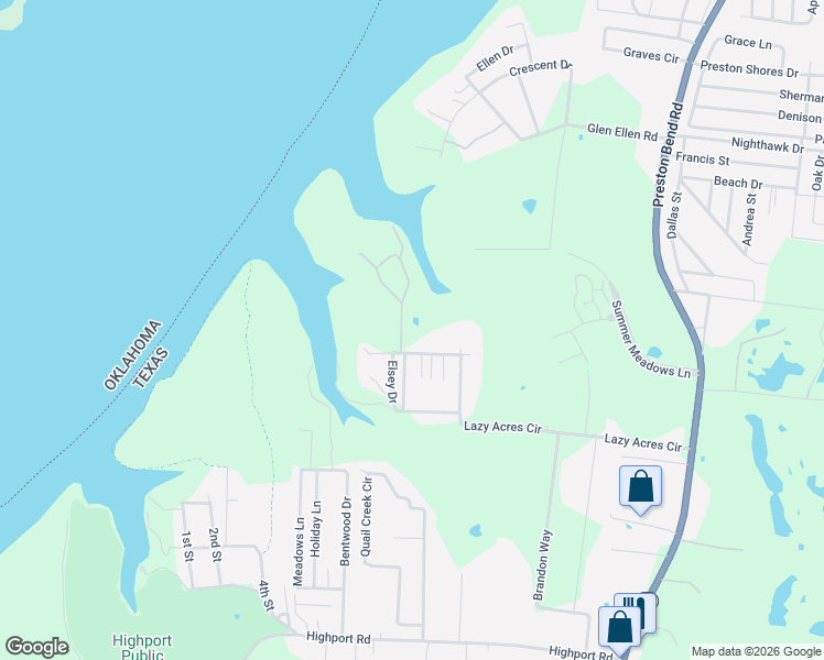 map of restaurants, bars, coffee shops, grocery stores, and more near 726 Lazy Acres Circle in Pottsboro
