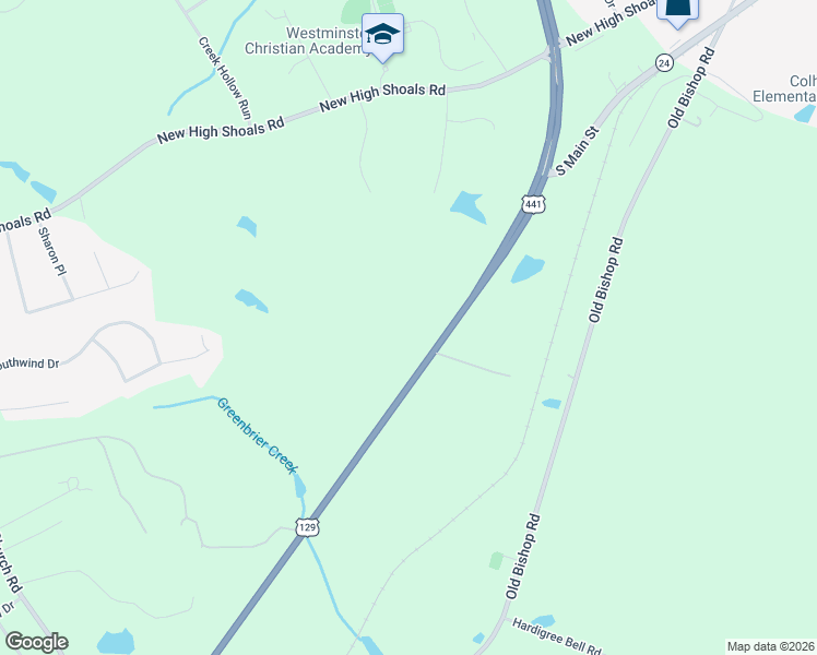 map of restaurants, bars, coffee shops, grocery stores, and more near 5850 Macon Highway in Bishop