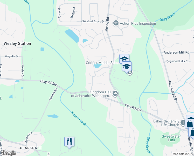 map of restaurants, bars, coffee shops, grocery stores, and more near 4588 Rugosa Way in Austell