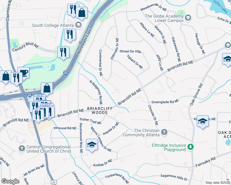 map of restaurants, bars, coffee shops, grocery stores, and more near 2171 James Alley in Atlanta