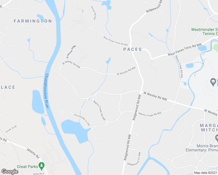 map of restaurants, bars, coffee shops, grocery stores, and more near 1985 West Wesley Road Northwest in Atlanta