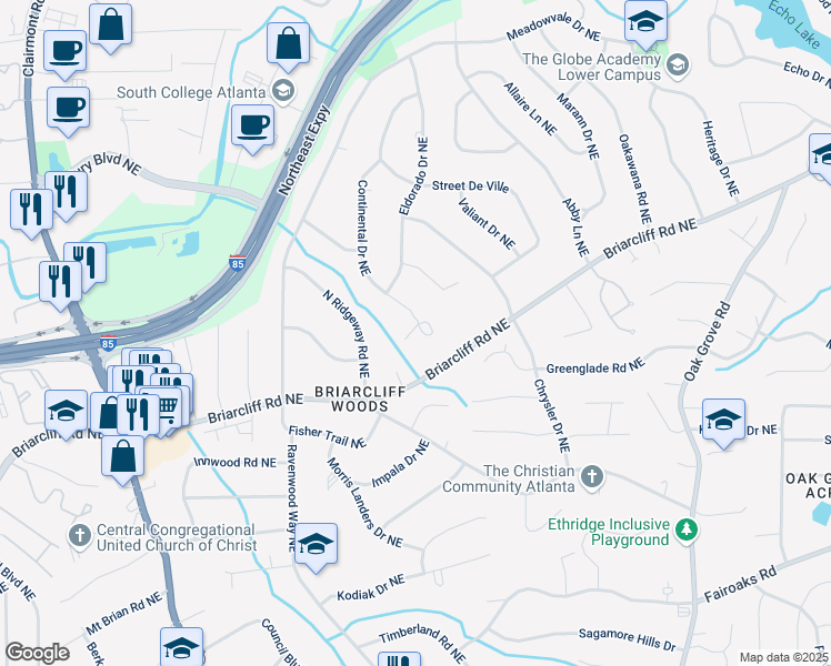 map of restaurants, bars, coffee shops, grocery stores, and more near 2171 James Alley in Atlanta