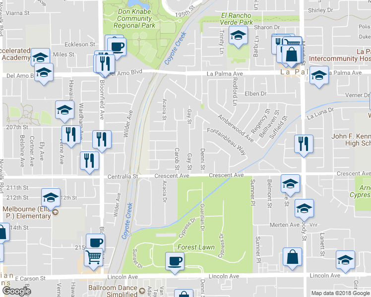map of restaurants, bars, coffee shops, grocery stores, and more near 8341 Gay Street in Cypress