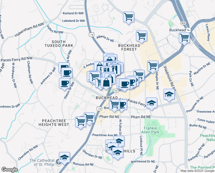 map of restaurants, bars, coffee shops, grocery stores, and more near 23 Irby Avenue Northwest in Atlanta
