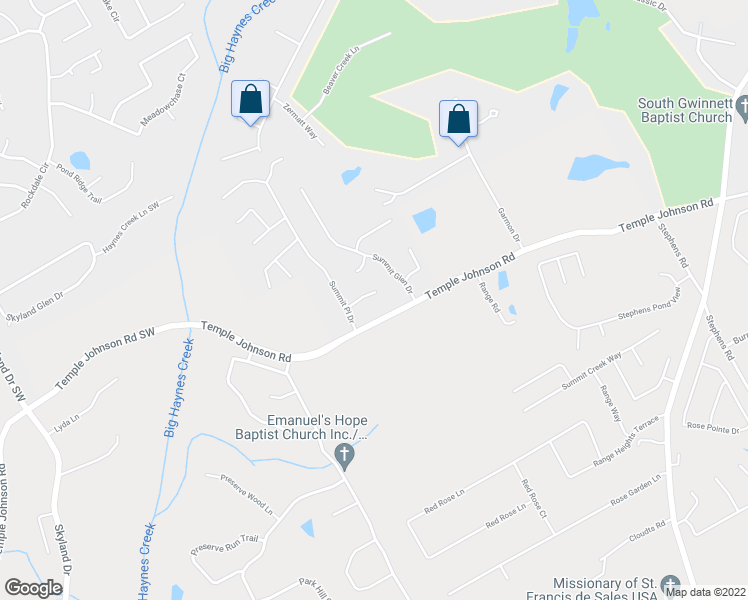map of restaurants, bars, coffee shops, grocery stores, and more near 1670 Summit Tree Terrace in Loganville