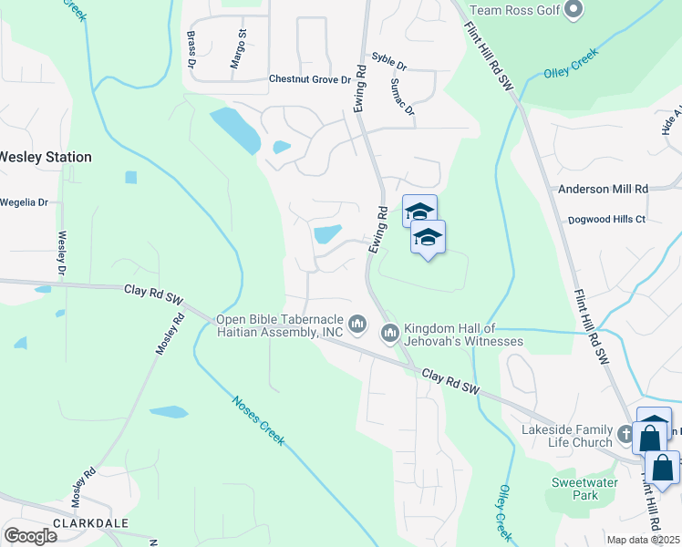 map of restaurants, bars, coffee shops, grocery stores, and more near 4598 Rugosa Way in Austell
