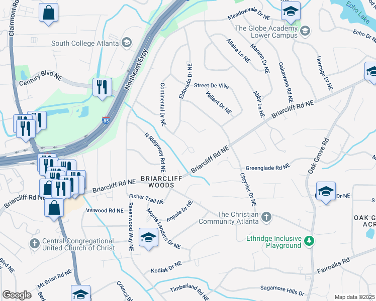 map of restaurants, bars, coffee shops, grocery stores, and more near 2175 James Alley in Atlanta